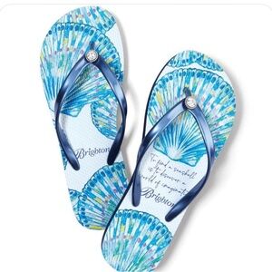 Brighton blue and white sandals with dust bag